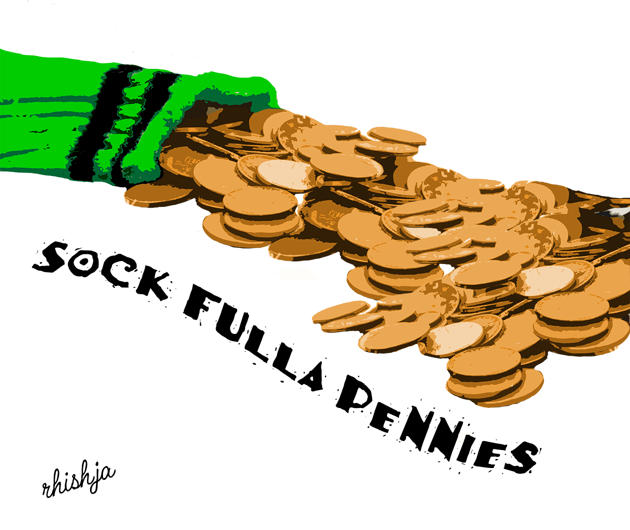 Sock Fulla Pennies artwork by Rhishja Cota.
